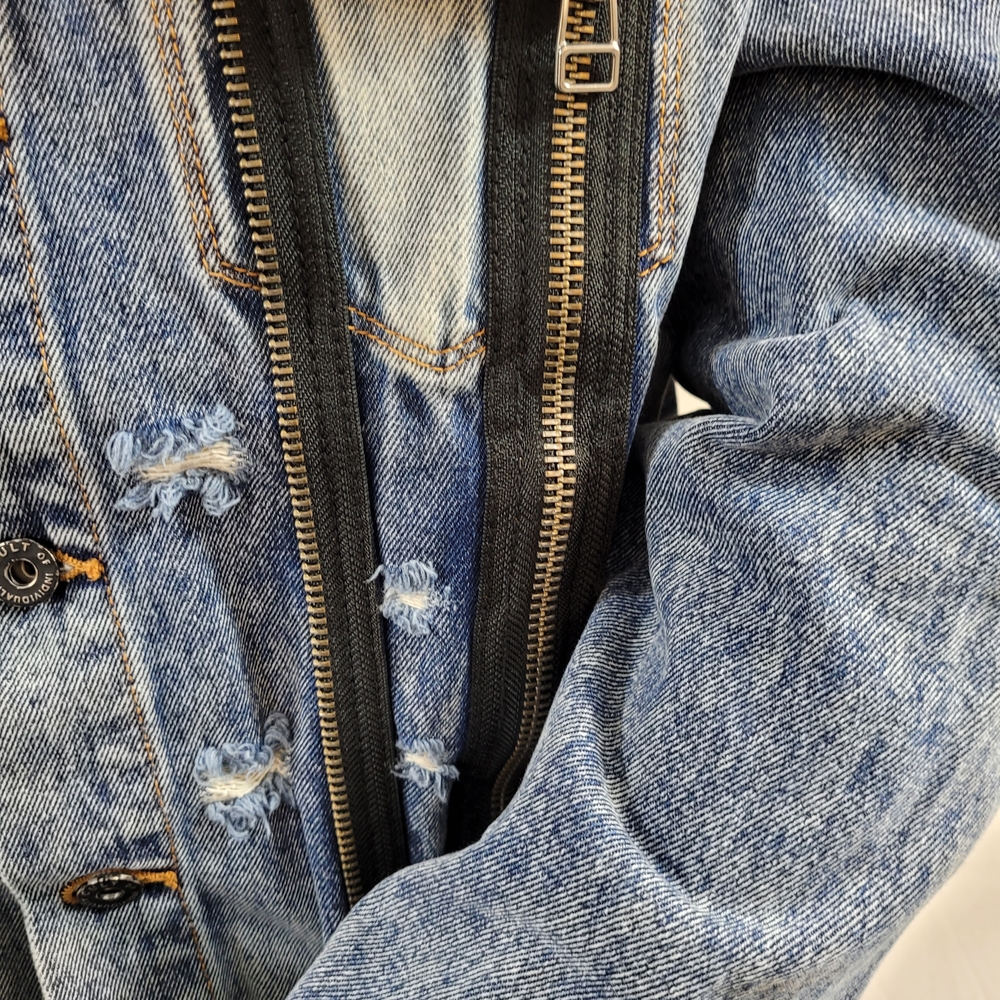 Cult Individuality  Biker Jean Jacket With Rhinestoned Skull & Studded  XL $499 - Picture 8 of 12